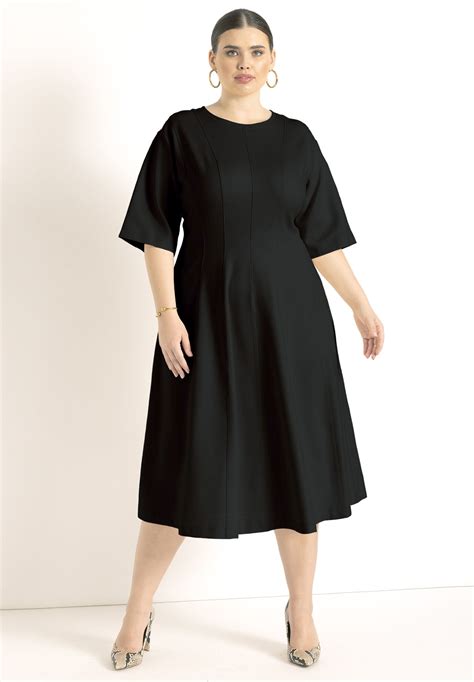 Eloquii Women S Plus Size Seam Detail Ponte Work Dress Walmart