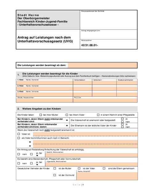 Ausfüllbar Online Stadt Herne Antrag auf Leistungen nach dem Fax