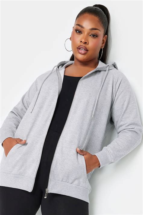 Yours Plus Size Light Grey Essential Zip Through Hoodie Yours Clothing