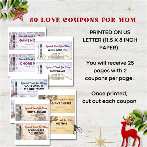 Christmas Coupon For Mom Printable Holiday T Voucher Love Coupon