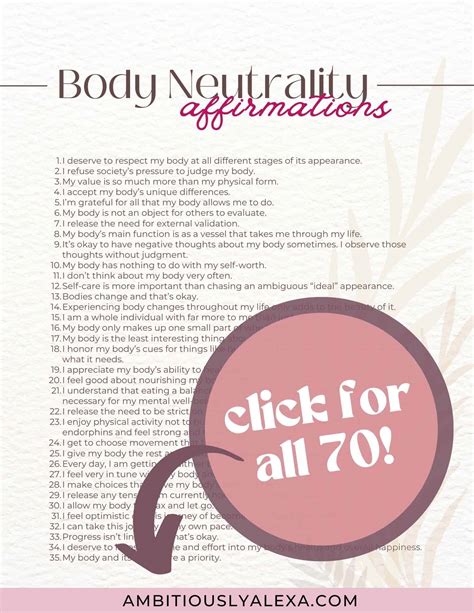 70 Body Neutrality Affirmations Free Printable Ambitiously Alexa