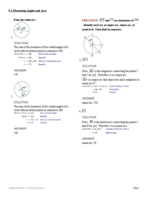 9 2 Measuring Angles And Arcs Pdf Circle Triangle