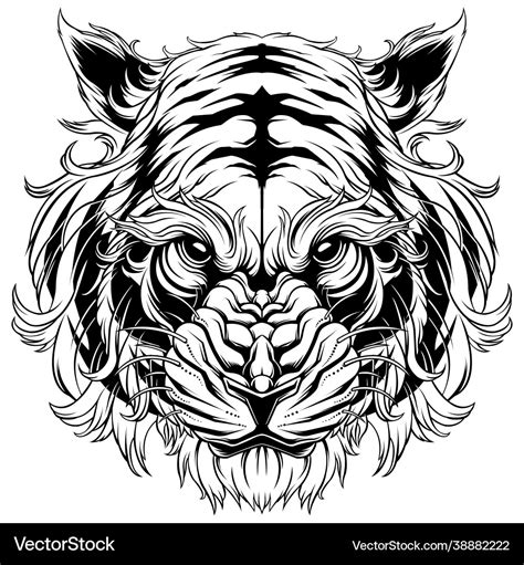 Tiger Black And White Royalty Free Vector Image