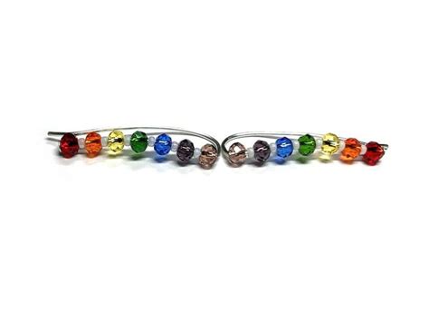 Rainbow Earrings Gay Pride Earrings Rainbow Chakra Ear Climber