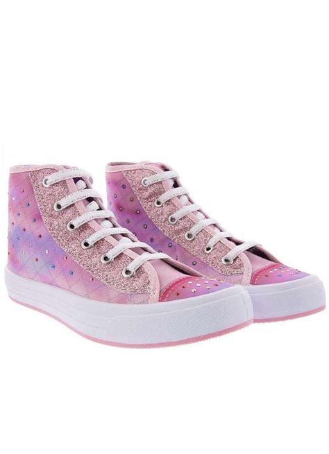 Tênis Infantil Gabrielinha Cano Alto Strass Glitter Rosa Rosa Studio Z