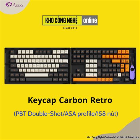 AKKO Keycap set Carbon Retro PBT Double Shot ASA profile 158 nút