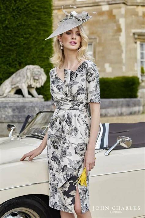 John Charles Folded Jacquard Dress Monochrome 26841 Mother Bride Gown