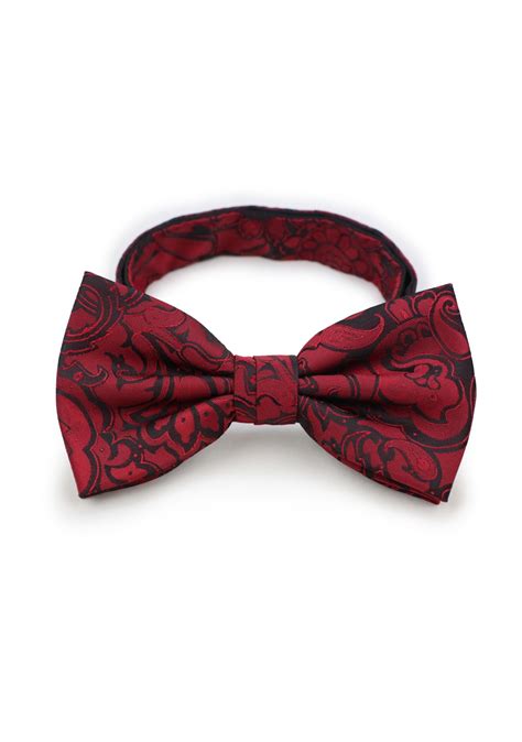 Burgundy Bowtie Set | Burgundy Paisley Bow Tie + Matching Pocket Hanky ...