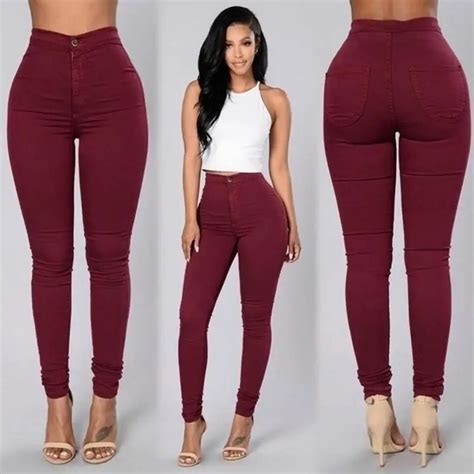 Womens High Waist Butt Lifting Skinny Jeans Elastic Pencil Jeggings