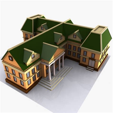 cartoon mansion toon 3d model