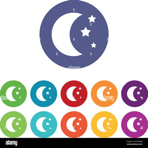 Moon And Stars Set Icons Stock Vector Image And Art Alamy