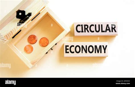 Circular Economy Symbol Concept Words Circular Economy On Wooden Blocks Beautiful White Table