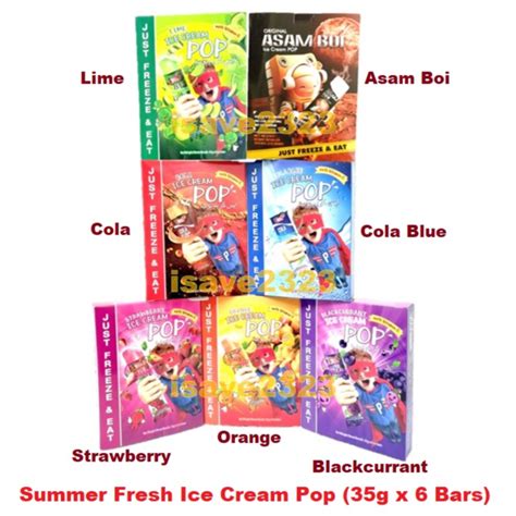 [halal] Summer Fresh Ice Cream Pop 35g X 6 Bars Box 7 Flavours