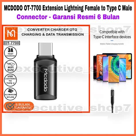 Jual MCDODO OT 7700 Extension Lightning Female To Type C Male