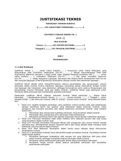 Contoh Justifikasi Teknis Gedung Kantor Pdf