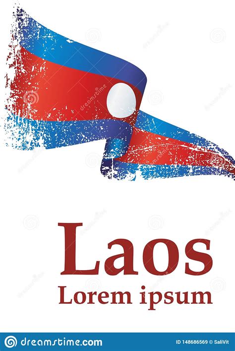 Bandeira De Laos Lao People S Democratic Republic Molde Para O Projeto