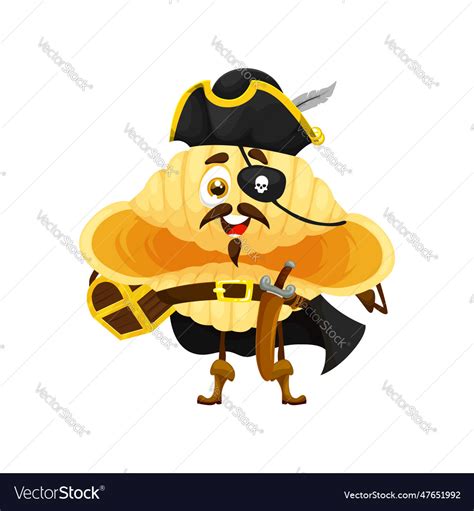 Cartoon Italian Pasta Pirate Character Conchiglie Vector Image