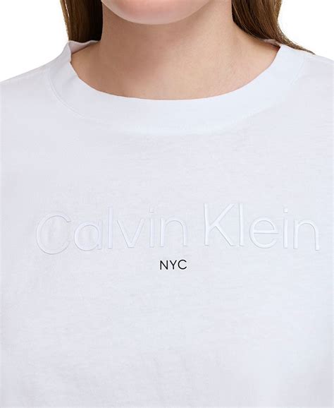 Calvin Klein Jeans Women S Half Sleeve Cropped Logo T Shirt Macy S