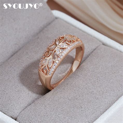 Syoujyo Natural Zircon Pave Setting Women S Ring Rose Gold Color