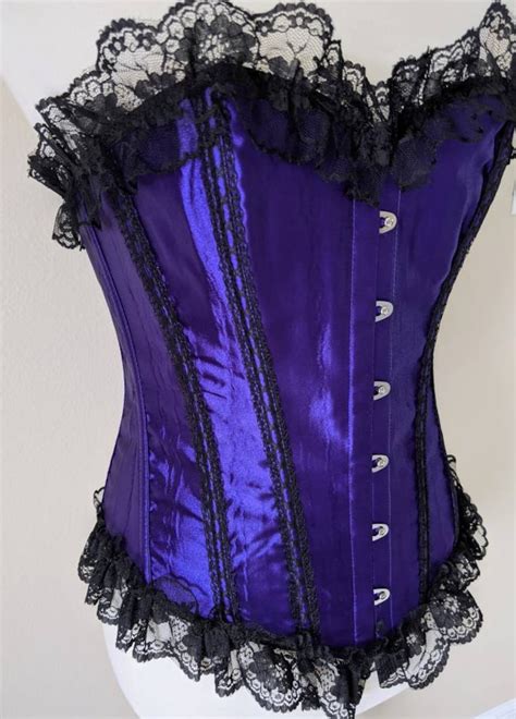 Purple Satin Corset Waist Cincher Purple Corset Top Lace Up Etsy