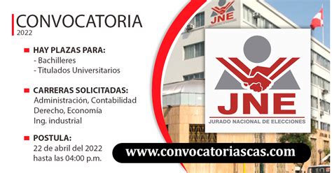 Convocatoria Jne Cas Plazas Administraci N Contabilidad