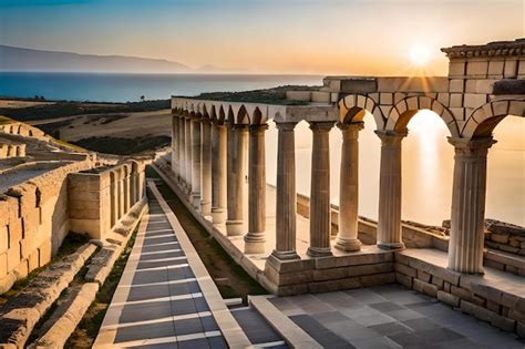 Una Vista Del Atardecer De Las Ruinas De La Antigua Ciudad De Atenas