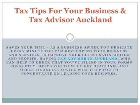 Ppt Tax Tips For Your Business And Tax Advisor Auckland Powerpoint