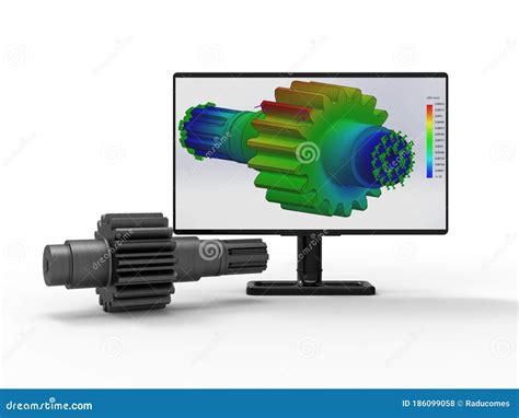 D Rendering Shaft Finite Element Analysis Simulation Stock