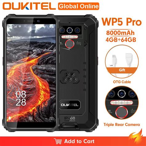 Oukitel Wp5 Pro Ip68 Waterproof Smartphone 8000mah Android 10 Triple