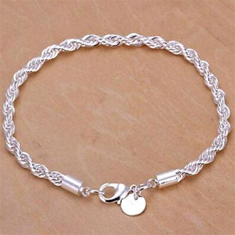 2017 New Hot Silver Plated Women Twisted Rope Solid Bangle Bracelet