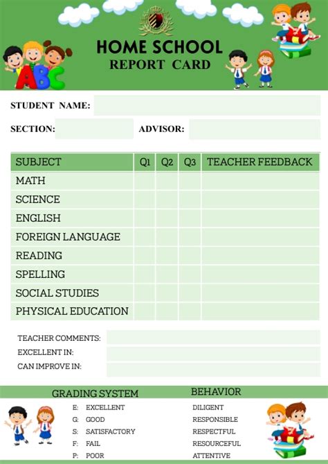 Printable Report Card Template Postermywall