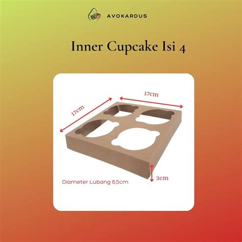 Jual Inner Cupcake Isi 4 Partisi Cupcake Dus Kotak Packaging Kraft