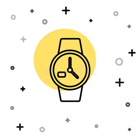 Black Line Wrist Watch Icon Isolated On White Background Wristwatch Icon Random Dynamic Shapes