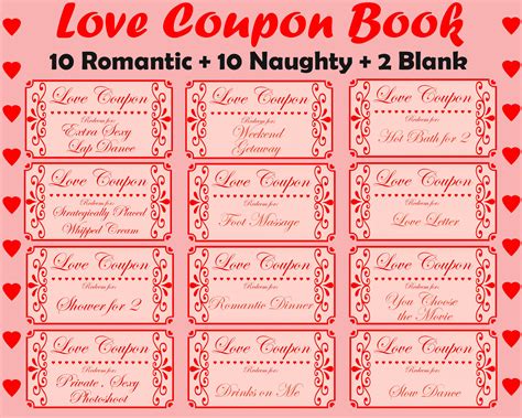 Love Coupon Book Printable Love Coupons Romantic Coupon Book Naughty