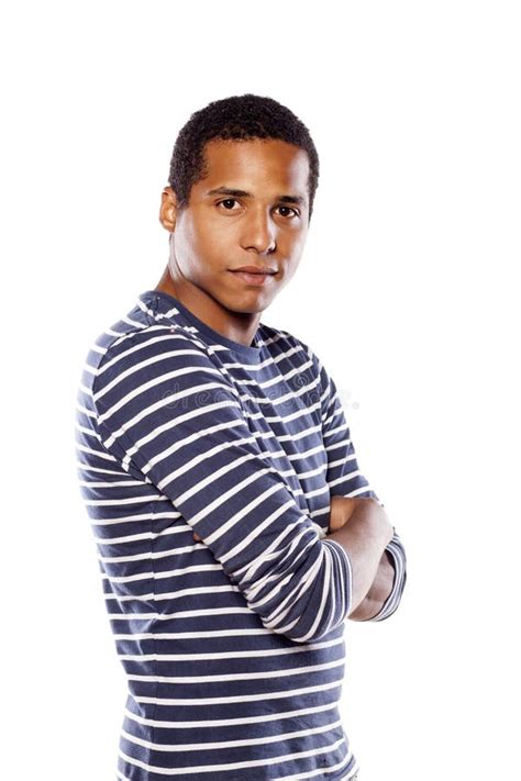 Serious Dark Skinned Young Man Stock Image Image Of Folded Person
