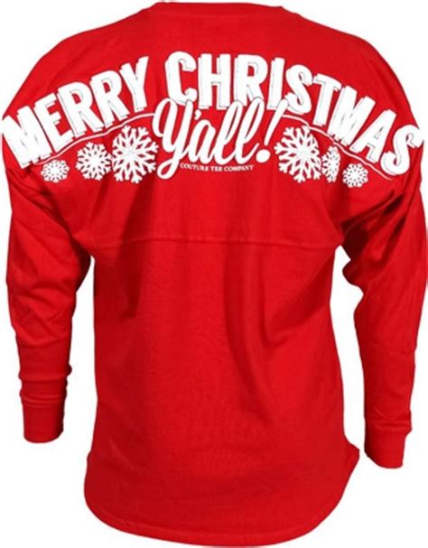 Southern Couture Merry Christmas Yall Xmas Jersey Pullover Long Sleeve