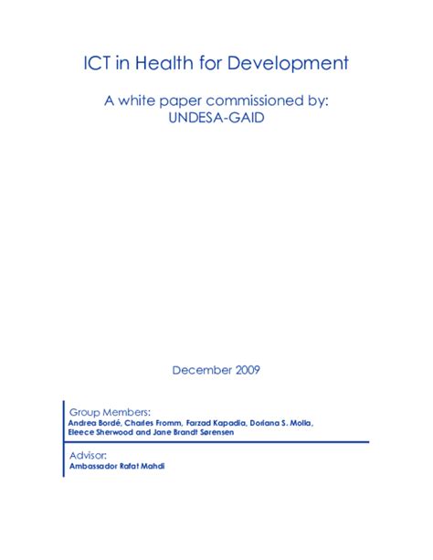 Pdf Ict In Health For Development