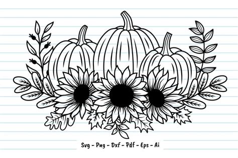 Fall Flower Svg Flower Pumpkin Bundle Pumpkin Sunflower