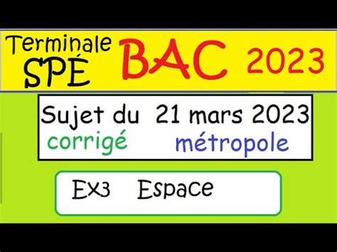 Bac G Om Trie Dans L Espace Terminale Sp Math Sujet Du Mars