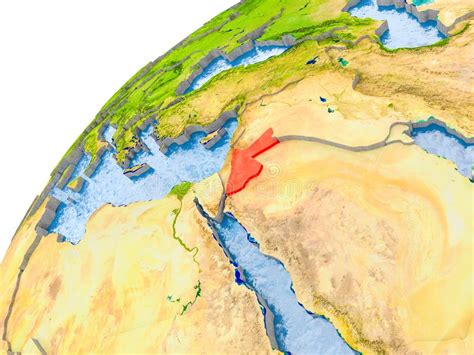 Mapa De Jordania En Rojo En El Globo Stock de ilustración Ilustración