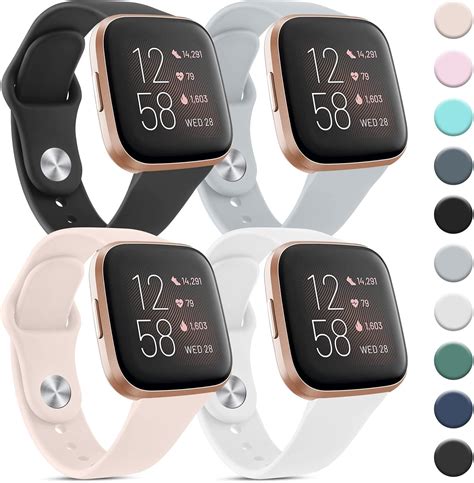 Lot De 4 Bracelets En Silicone Compatibles Avec Fitbit Versa 2 Fitbit