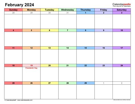 Free Printable Calendar Template February Brenna Harriette