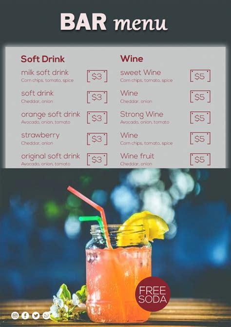 Bar Menu Free Psd Template Template Business Psd Excel Word Pdf