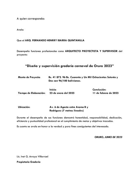 Aval Graderia Documento De Aval Facultad Ciencias De La Salud UTO