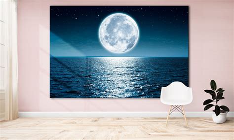 Full Moon Wall Art Canvas Print Etsy