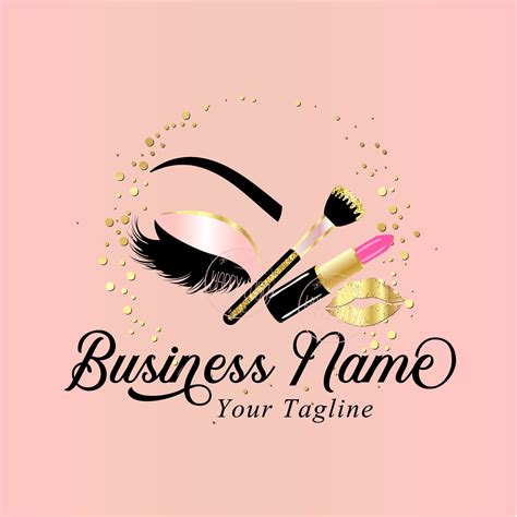Cosmetic Brush Logo Makeup Beauty Logo Lipstick Kiss Logo Lash Logo