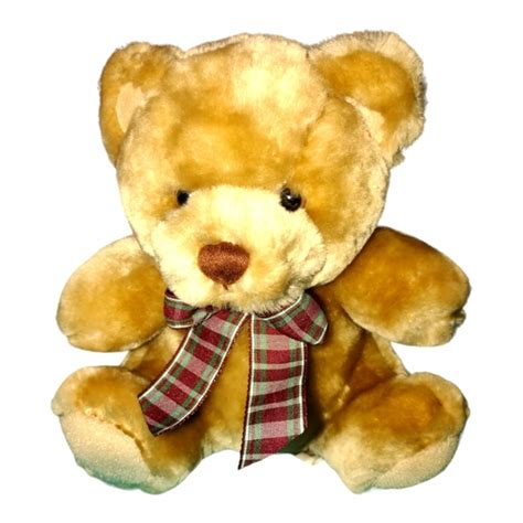 Unknown Toys Brown Teddy Bear Plush Stuffed Animal With Plaid Bow