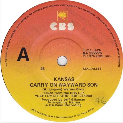 Kansas Carry On Wayward Son 1977 Vinyl Discogs