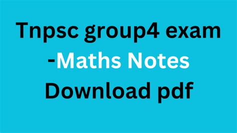 Tnpsc Group4 Exam Maths Notes Download Pdf Tnpsc Gk Tet Trb