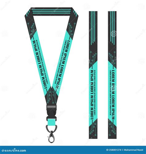 Green Technology Lanyard Template Stock Vector Illustration Of Badge